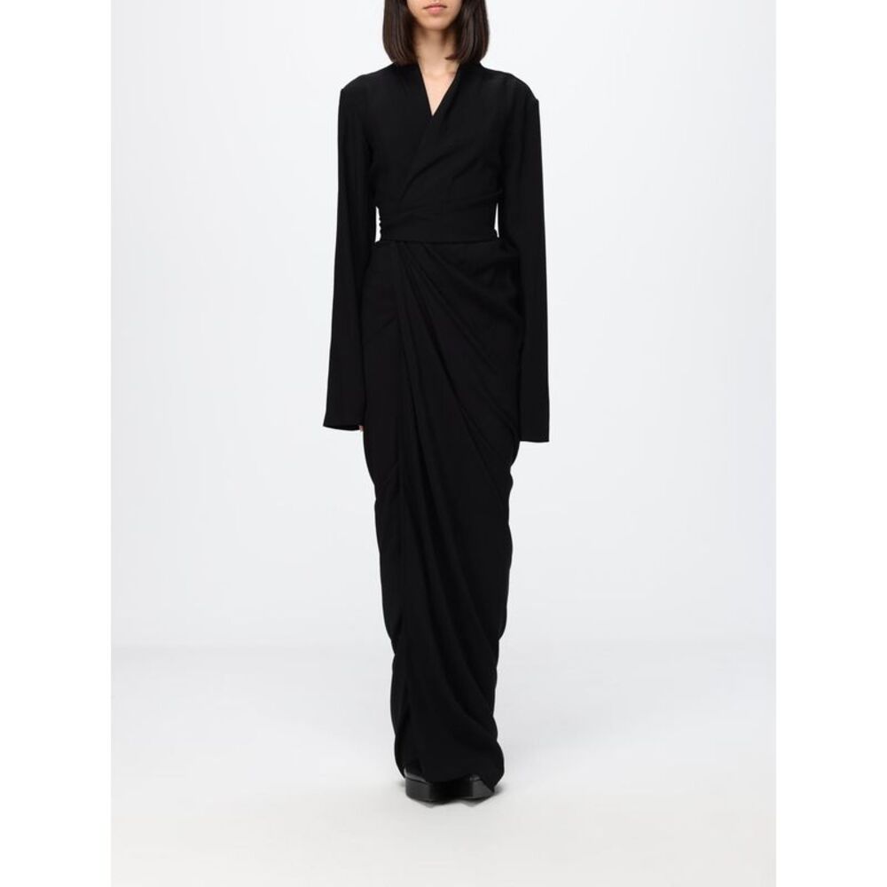 Rick Owens Women Rick Owens Asymmetrical Draped V-Neck Long Evening Gown